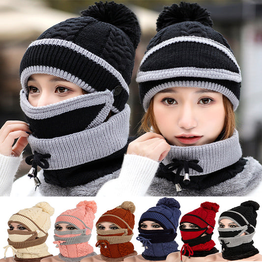 3pcs Knitted Beanie Hat Scarf Set